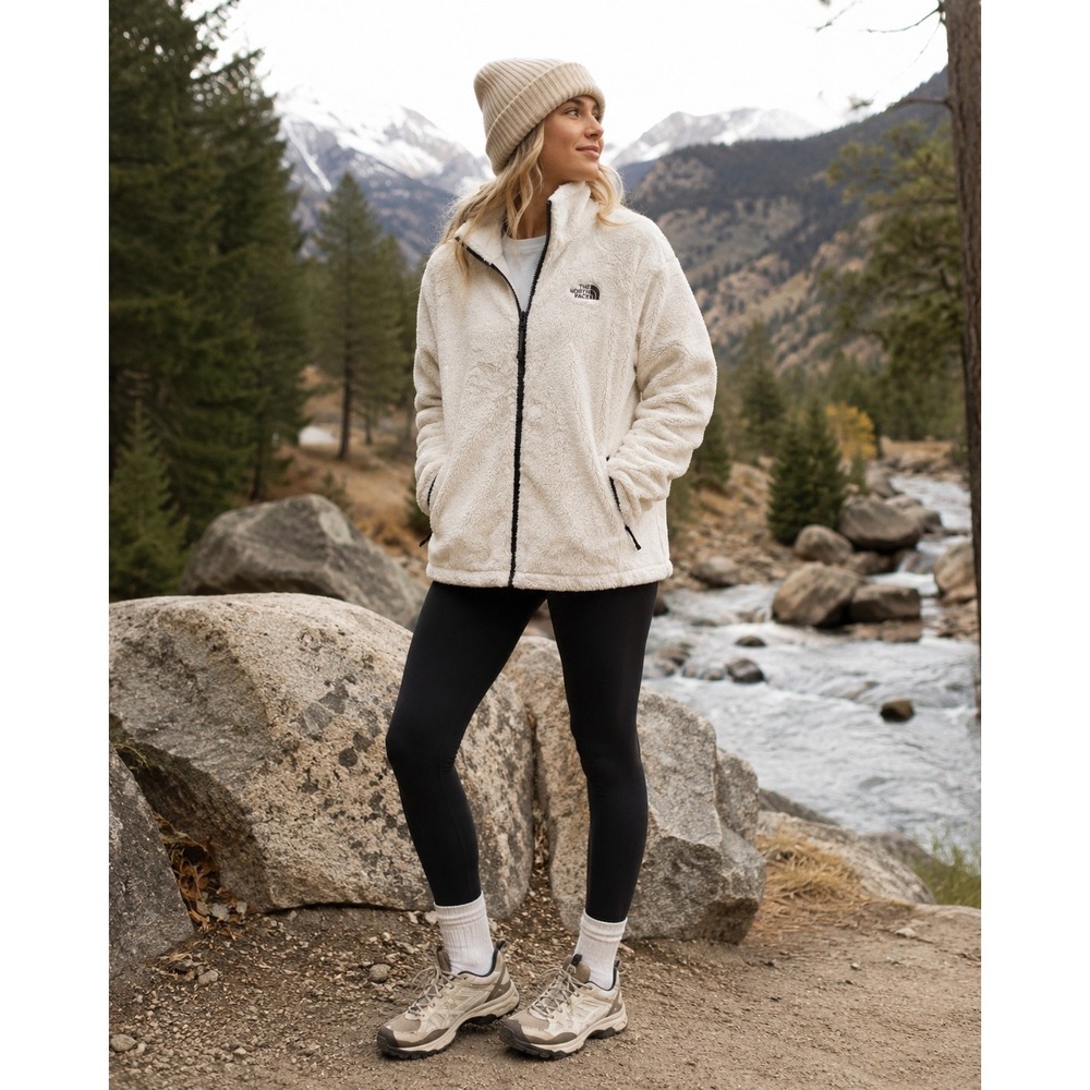 The North Face Women's Large Ivory High Pile Fleece Jacket Y2K Gorpcore